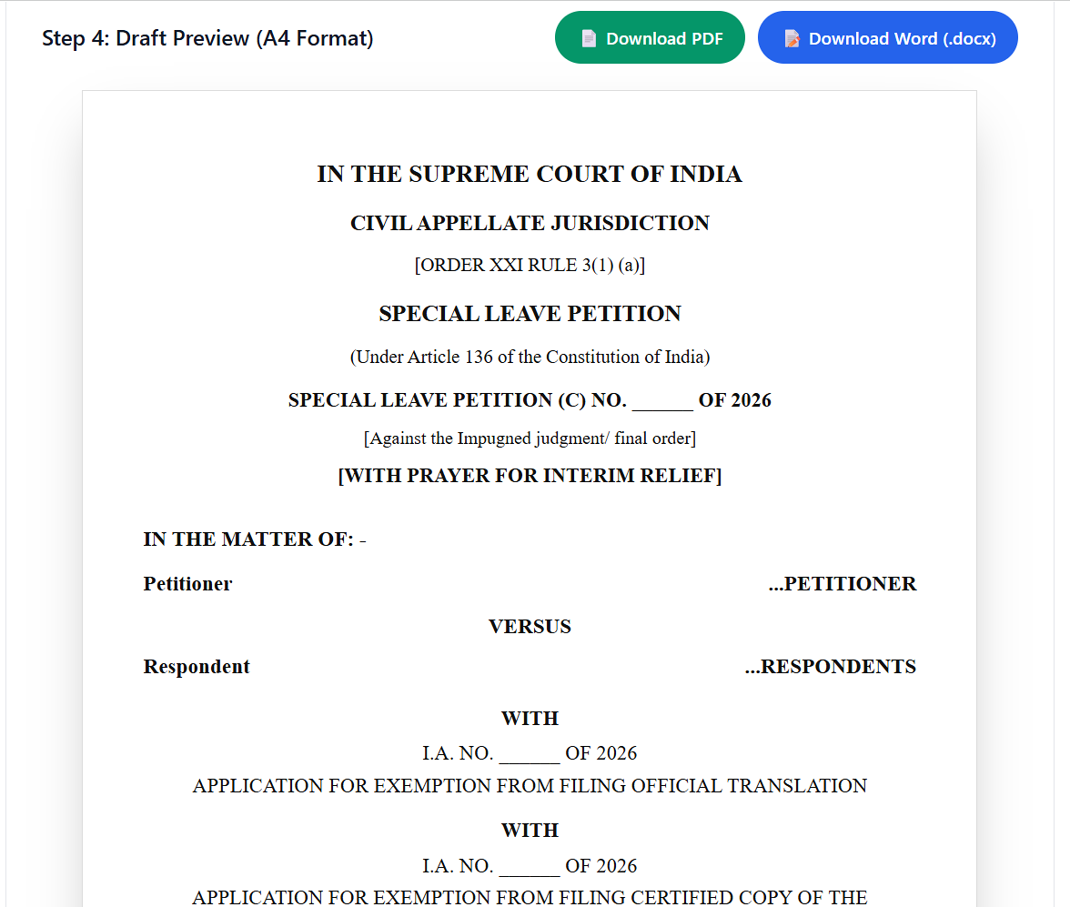 Petition draft preview