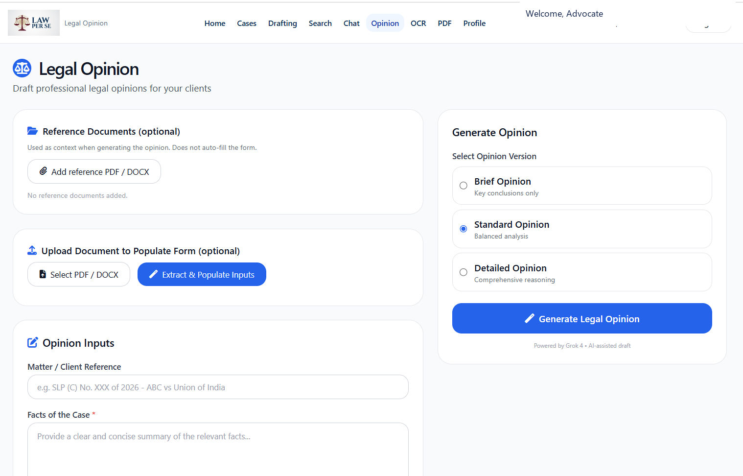 Legal opinion generator